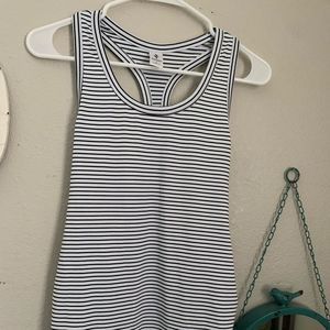 Sketchers Womens blue and white striped workout tank top